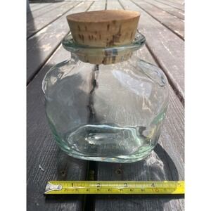 Vintage Ben Rickert Spain Glass Apothecary Jar Bottle with Cork Stopper Clear
